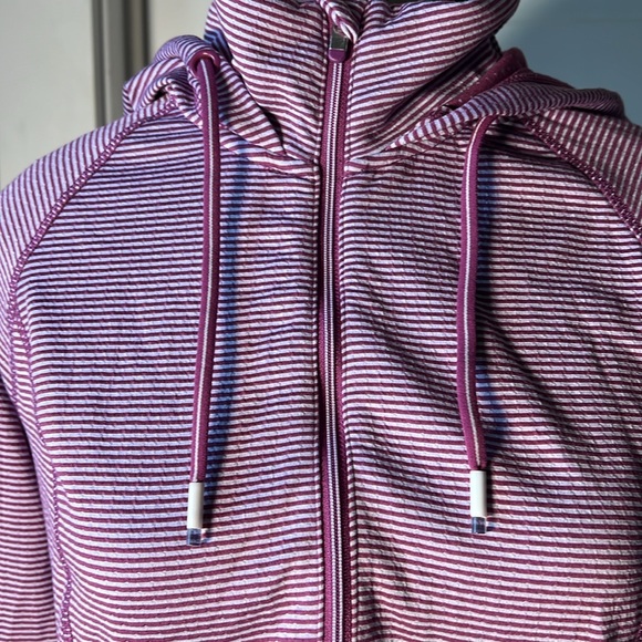 Tangerine Hoodie Purple Stripe 1/2 Zip Women’s Pullover Pocket Medium - Picture 4 of 8
